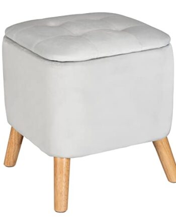 Aksamitny taboret z drewnianymi nogami, taboret pomocniczy, siedzisko,