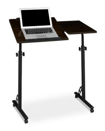 Relaxdays stolik do laptopa, duży, z regulacją wysokości, 110 x 80 x 50 cm, mobilny podium z rolkami, wykład, czarny