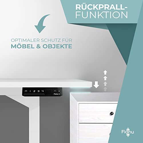 Fianu® Stelaż biurka z elektryczną regulacją wysokości, sprawdzony przez TÜV GS, na biurko stojące, 2 silniki z ochroną antykolizyjną, 4 miejsca do przechowywania do 100 kg nośności (szary) - obrazek 5