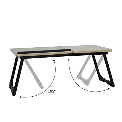 MEUBLE COSY Taca na łóżko, stolik pod laptopa, regulowana wysokość, stół śniadaniowy, stojak na notebooka, składane nogi do sofy, łóżka, komputera, PC, czarny - obrazek 4