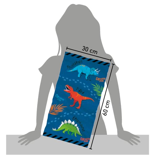 moses 40214 magiczny ręcznik jajko – fajny ręcznik na urodziny dziecka, mały bawełniany ręcznik do rąk i twarzy, 100% bawełna z motywem dinozaurów, 30 x 60 cm, wielokolorowy - obrazek 2