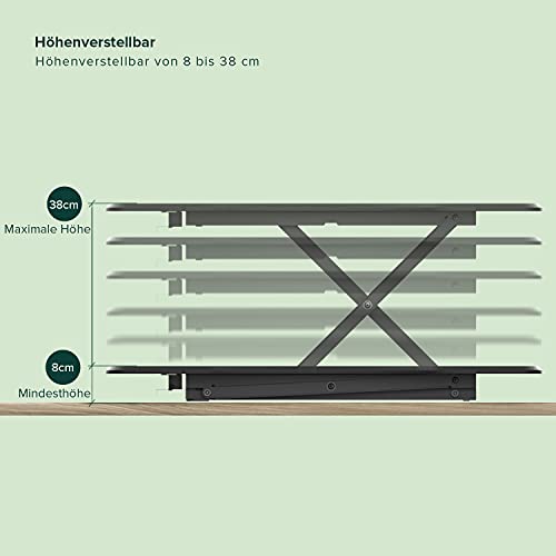 ZINUS Tina biurko stojące o długości 81 cm z regulowaną wysokością | biurko | konwerter biurkowy | bez konieczności montażu - obrazek 5