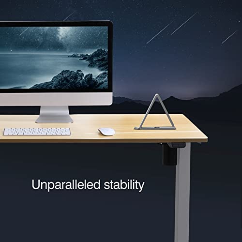 Flexispot Basic Biurko do siedzenia i stania 120x60 (73-121) cm, 2-stopniowa regulacja wysokości, biurko elektryczne z pojedynczym silnikiem, panel z 2 przyciskami, łatwy montaż (biała rama+klonowy blat) - obrazek 4