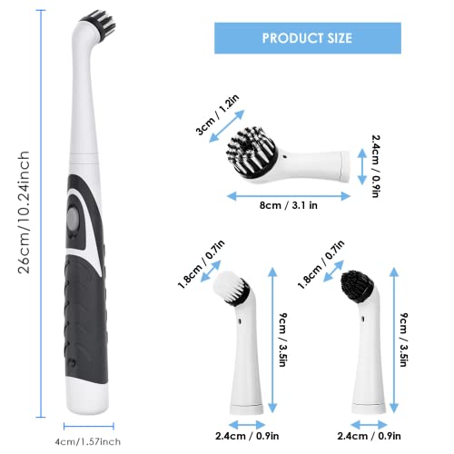 SANON Elektryczna szczotka do czyszczenia, domowa szczotka z sonicznym wirowaniem z 4 głowicami czyszczącymi do łazienki, płytek podłogowych i kuchni, samochodu, głębokie czyszczenie, czarna - obrazek 5