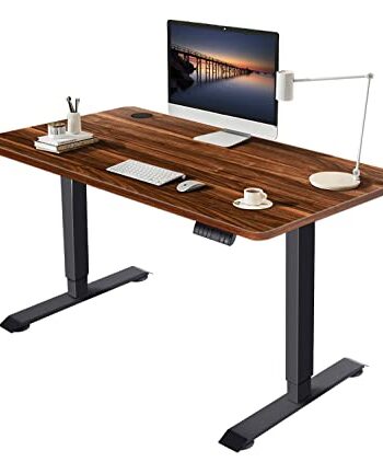 Devoko Elektryczny pulpit stojący, z regulacją wysokości, stojak biurowy, biurko, stacja robocza z wstępnie ustawioną wysokością kontrolera, metal, brązowy, 120 x 60 cm