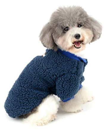 Zunea Ubrania dla małego psa, polarowy ciepły płaszcz zimowy dla szczeniaka, kurtka dla chihuahua, odzież dla zwierząt domowych jak psy i koty