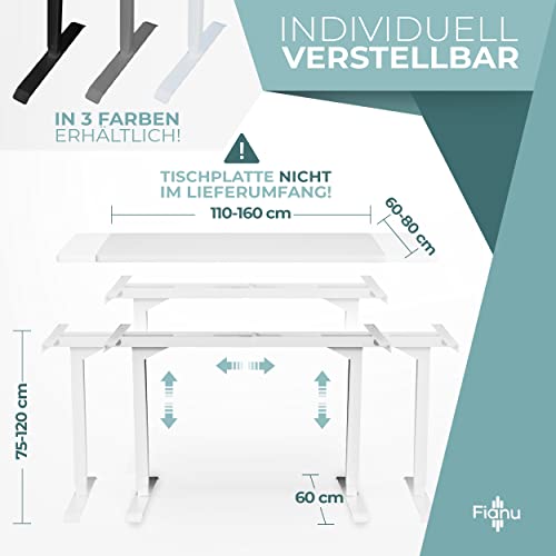 Fianu® Stelaż biurka z elektryczną regulacją wysokości, sprawdzony przez TÜV GS, na biurko stojące, 2 silniki z ochroną antykolizyjną, 4 miejsca do przechowywania do 100 kg nośności (szary) - obrazek 7