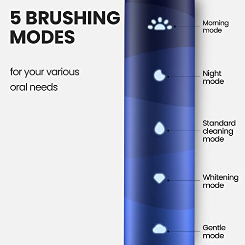 Oclean Flow Sonic Elektryczna szczoteczka do zębów, 5 trybów z wybielaniem, 180 dni pracy baterii, 2 minuty timera i przypomnienie 30s, IPX7, niebieska - obrazek 4
