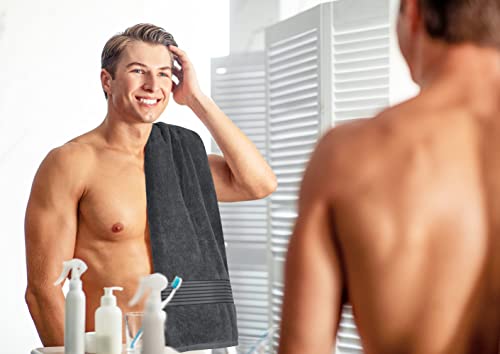 Utopia Towels - Luksusowy bardzo duży ręcznik kąpielowy - 100% czesana bawełna pierścieniowa, bardzo miękka i bardzo chłonna, grube duże ręczniki łazienkowe 90 x 180 CM, duży ręcznik łazienkowy (szary) - obrazek 5