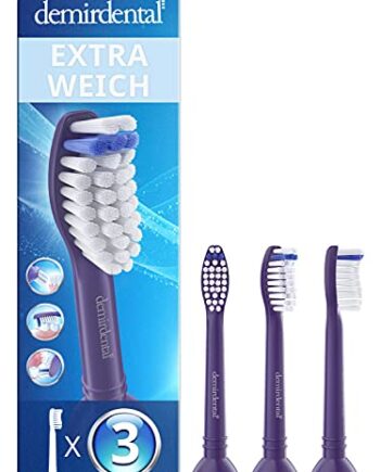 3 nasadki demirdental Extra Soft pasują do szczotek Philips Sonicare ProResults, bardzo miękkie włosie, liliowe, HX6053ep