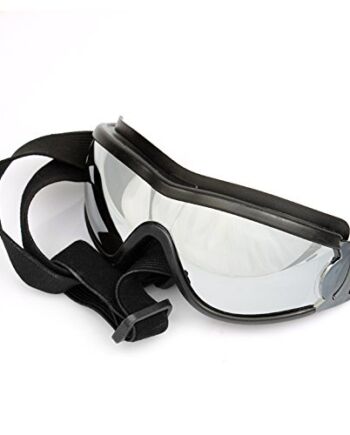 TRIROCK przyciemniane gogle i okulary przeciwsłoneczne dla dużych i średnich ras, pasek na podbródek - 100% ochrona przed promieniowaniem UV, wiatroszczelne, odporne na działanie mgły