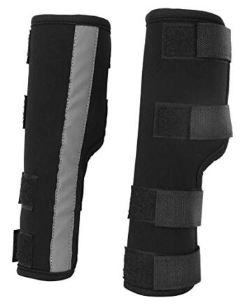 Szelki przednie nogi dla psa, łapa psów, opaski kompresyjne dla zwierząt domowych, ochraniacz na łokieć psa, z odblaskowymi paskami, pomoc w urazach więzadła, skręcenia i utratę stabilności spowodowaną zapaleniem stawów, czarna S