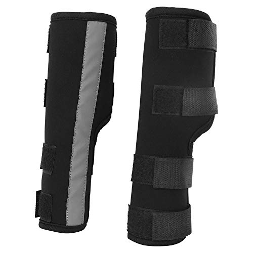 Szelki przednie nogi dla psa, łapa psów, opaski kompresyjne dla zwierząt domowych, ochraniacz na łokieć psa, z odblaskowymi paskami, pomoc w urazach więzadła, skręcenia i utratę stabilności spowodowaną zapaleniem stawów, czarna S