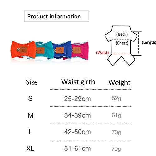 PETCUTE Pieluchy dla psów, zmywalne, pas na brzuch dla mężczyzn i psów, majtki higieniczne 2 sztuki w opakowaniu, pieluchy wielokrotnego użytku - obrazek 4