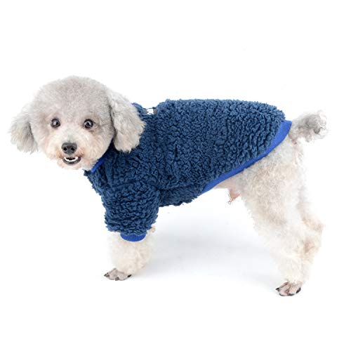Zunea Ubrania dla małego psa, polarowy ciepły płaszcz zimowy dla szczeniaka, kurtka dla chihuahua, odzież dla zwierząt domowych jak psy i koty - obrazek 2