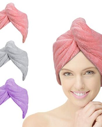 ACWOO Hair Turban, 3 sztuki damski guzikowy ręcznik Turban, chustka do