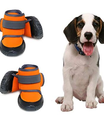 JiAmy Buty dla psów, wodoodporne buty dla psów, śniegowe, buty dla psów, ochrona łap, antypoślizgowa podeszwa, skarpety dla psa dla beagle, małego buldoga, Cocker spaniel, Corgi