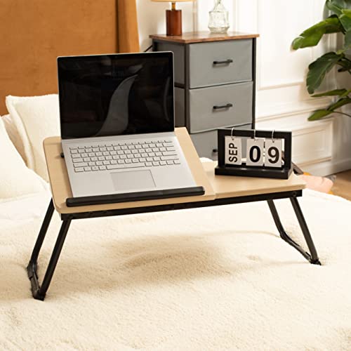 MEUBLE COSY Taca na łóżko, stolik pod laptopa, regulowana wysokość, stół śniadaniowy, stojak na notebooka, składane nogi do sofy, łóżka, komputera, PC, czarny - obrazek 9