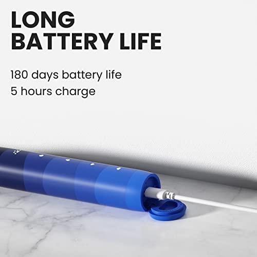 Oclean Flow Sonic Elektryczna szczoteczka do zębów, 5 trybów z wybielaniem, 180 dni pracy baterii, 2 minuty timera i przypomnienie 30s, IPX7, niebieska - obrazek 5