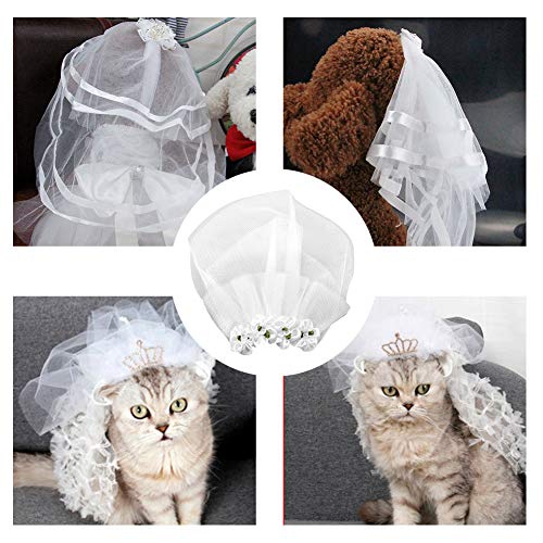 Pies ślub welon zwierzę domowe kot ślub welon ślubny kwiat nakrycie głowy pies panna młoda kostium kokarda do włosów akcesoria do włosów dla małych średnich dużych psów (S) - obrazek 6