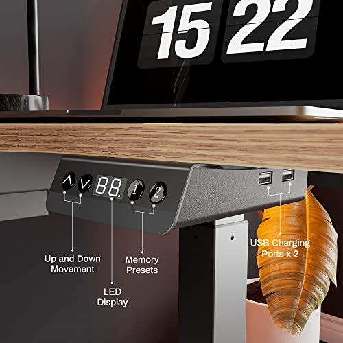 EUREKA ERGONOMIC Biurko z regulacją wysokości 155 x 110 cm, z regulacją wysokości, elektryczne, duży stół do gier, w kształcie litery L, podwójny silnik z możliwością zarządzania kablami i funkcją pamięci - obrazek 4