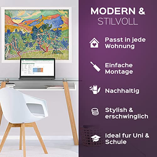 bonVIVO Designerskie biurko Massimo w eleganckiej mieszance materiałów, stolik szklany z bambusową ramą i drewnianą półką w kolorze białym, idealnie nadaje się również jako sekretarzyk, stolik biurowy, stolik komputerowy, stolik pomocniczy i toaletka - obrazek 9