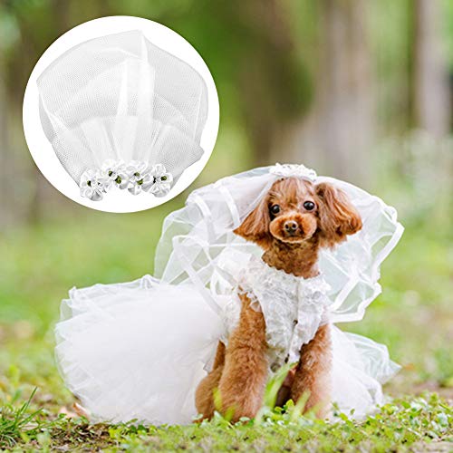 Pies ślub welon zwierzę domowe kot ślub welon ślubny kwiat nakrycie głowy pies panna młoda kostium kokarda do włosów akcesoria do włosów dla małych średnich dużych psów (S) - obrazek 8