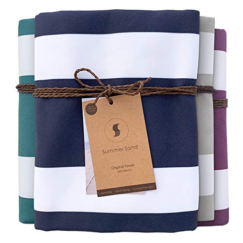 SummerSand Ręcznik plażowy XL z mikrofibry – bez piasku, kompaktowy i szybkoschnący – idealny jako ręcznik plażowy, ręcznik kąpielowy, podróżny i do sauny – ręcznik kąpielowy z mikrofibry, duży 160 x 80 cm, niebieski