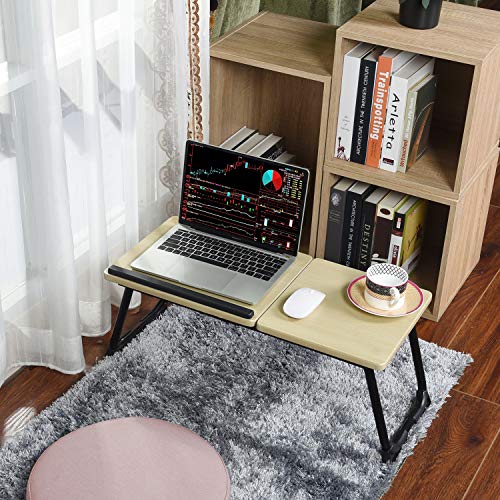 MEUBLE COSY Taca na łóżko, stolik pod laptopa, regulowana wysokość, stół śniadaniowy, stojak na notebooka, składane nogi do sofy, łóżka, komputera, PC, czarny - obrazek 6
