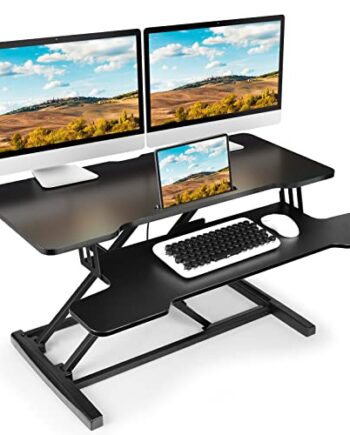 Biurko stojące, z regulacją wysokości, z półką na klawiaturę, 92 x 41 cm, z regulacją wysokości, do monitora komputera, laptopa i biura, domu, obciążenie do 15 kg