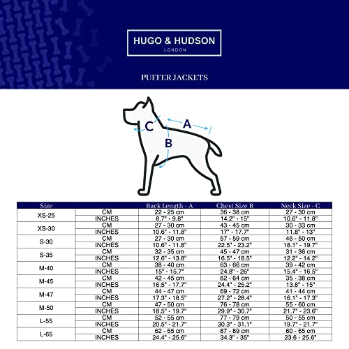 HUGO & HUDSON Kurtka puchowa dla psa, odzież i akcesoria dla psów, odwracalny, wodoodporny płaszcz dla psa z otworem na kołnierz, niebieski i granatowy - XS25 - obrazek 8