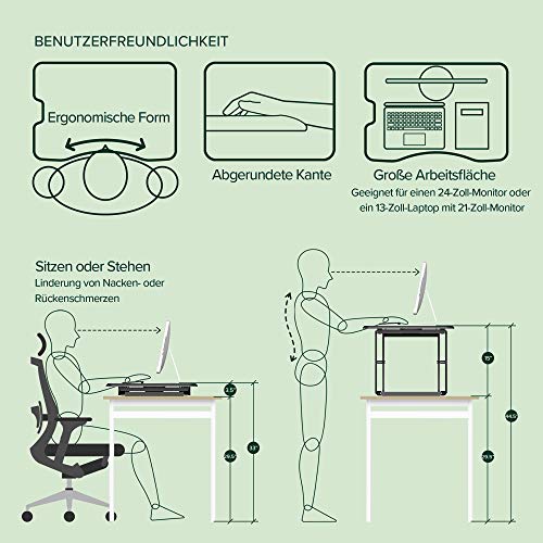 ZINUS Tina biurko stojące o długości 81 cm z regulowaną wysokością | biurko | konwerter biurkowy | bez konieczności montażu - obrazek 3