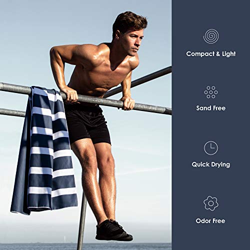 SummerSand Ręcznik plażowy XL z mikrofibry – bez piasku, kompaktowy i szybkoschnący – idealny jako ręcznik plażowy, ręcznik kąpielowy, podróżny i do sauny – ręcznik kąpielowy z mikrofibry, duży 160 x 80 cm, niebieski - obrazek 4
