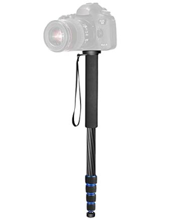 Neewer Statyw jednonożny z włókna węglowego, 5 odcinków 48-163 cm, regulowany, przenośny stojak z torbą do przenoszenia Nikon Pentax Sony Olympus DSLR do 10 kg (czarny + niebieski)