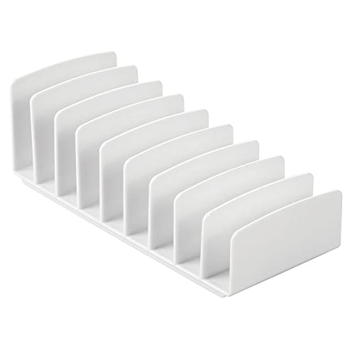 mDesign Organizer na kosmetyki do makijażu z 9 przegródkami – Stylowy stojak na palety cieni z plastiku – Organizer na koperty i papeterię – Biały - obrazek 2