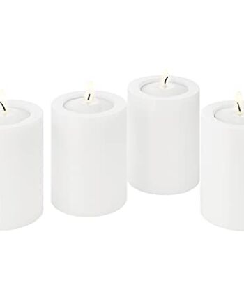 EDZARD 4-częściowy zestaw świeczników na podgrzewacze świeczka Cornelius, biała, wysokość 8 cm, średnica 6 cm, odpowiednie do standardowych podgrzewaczy i przezroczystych wysokich podgrzewaczy, odporne na temperaturę do 90 stopni