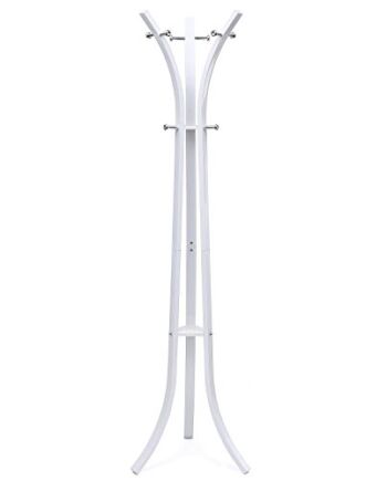 SONGMICS Metalowy wieszak garderobiany, stojak na ubrania, wysokość 176 cm, biały – szlachetny i bardzo stabilny RCR01W