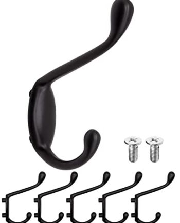 FUXXER® Klasyczne haczyki na ubrania, wieszaki na ubrania, żelazne wzornictwo, styl vintage, styl dworkowy, zestaw 5 sztuk, czarne