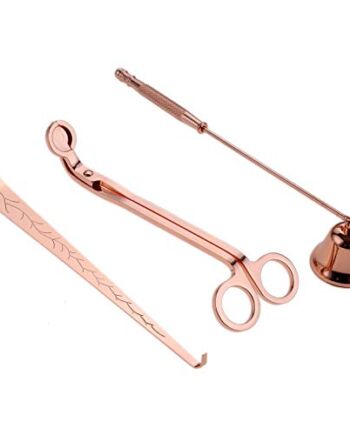 MUXSAM 3 szt. zestaw akcesoriów do świec, osłona świec, nożyce do świec i haki do świec ze stali szlachetnej, różowe złoto