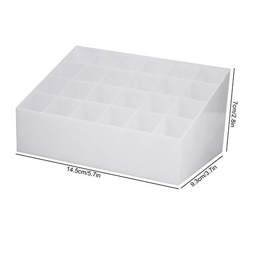 24 siatki Stojak na szminki Stojak na kosmetyki Organizer na kosmetyki Pudełko na kosmetyki Stojak na szminki Pudełko do przechowywania na biurko 14,5 * 9,3 * 7 cm / 5,7 * 3,7 * 2,8 cala (biały) - obrazek 9