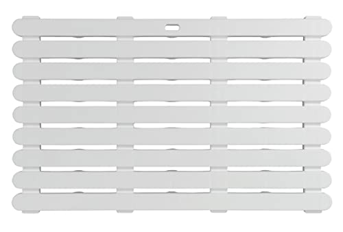 WENKO Mata łazienkowa do wnętrz i na zewnątrz biała, 50 x 80 cm, mata łazienkowa, ruszt pod prysznic, łazienkę, basen, sauna o antypoślizgowej strukturze