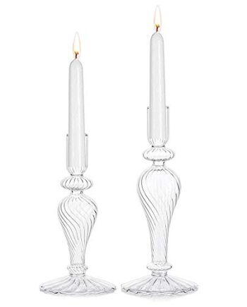 Świecznik uchwyt szklany gwintowany 2 szt. stożkowe świeczniki Boże Narodzenie Halloween Centrale dekoracje do wewnątrz na zewnątrz pasuje do 2 cm grubej świecy na ślub dom ogród biuro