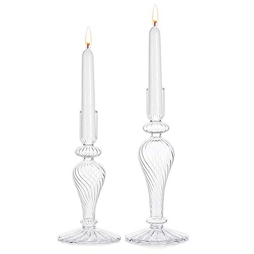 Świecznik uchwyt szklany gwintowany 2 szt. stożkowe świeczniki Boże Narodzenie Halloween Centrale dekoracje do wewnątrz na zewnątrz pasuje do 2 cm grubej świecy na ślub dom ogród biuro