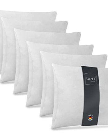 LILENO HOME 6-częściowy zestaw wypełnienia poduszek 45 x 45 cm – nadająca się do prania poduszka wewnętrzna dla alergików – poduszka poliestrowa jako poduszka na kanapę, poduszka na sofę, poduszka koktajlowa i poduszka pod głowę