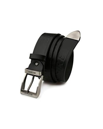 Beltimore Męski skórzany pasek o szerokości 4 cm, grubości ok. 3-3,5 mm, z metalową klamrą i metalową końcówką | Naturalna skóra bydlęca, klasyczny design, elegancki kształt