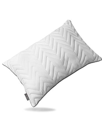 FAM Home Poduszka 50 x 60 z podwójnym komfortem, biała - poduszka 50 x 60 z zamkiem błyskawicznym, bawełniana poszewka GOTS, oddychająca i zmywalna w pralce, włókna poliestrowe Volumemax, jakość hotelowa