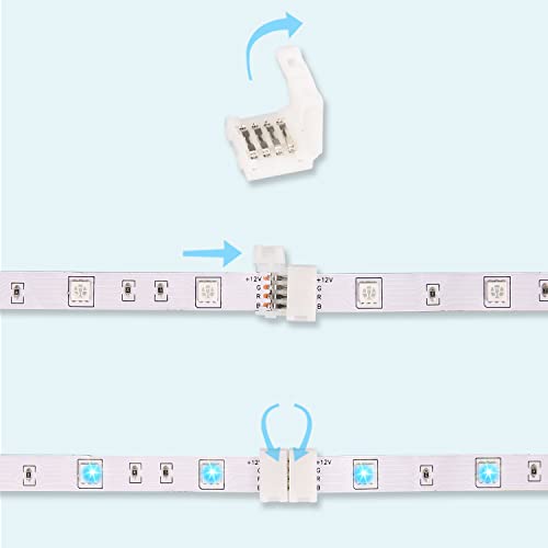 20 sztuk łączników RGB LED Strip, Led Strip łącznik 4-biegunowy, taśma LED łącznik do 10 mm taśmy LED RGB (20 szt. klipsów plus 8 szt. w kształcie litery T) - obrazek 5