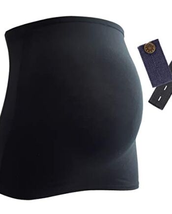 Mamaband zestaw do przedłużania brzucha i spodni – przedłużenie koszulki, elastyczne rozszerzenie spodni i dżinsów dla kobiet w ciąży, kolor czarny i wygląd dżinsów