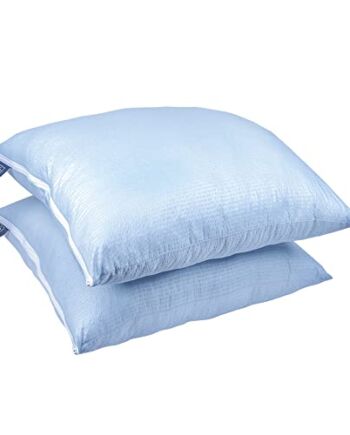 Zestaw poduszek FABSY z mikrofibry, 2 poduszki - poduszki zmywalne - zestaw miękkich poduszek z siateczką - regulowana para poduszek z dodatkowym wypełnieniem poduszki (Jasny niebieski, 80x80)