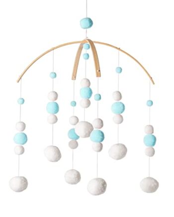 Przenośna łóżeczko dla noworodka, Przenośna kołyska dla noworodka, Pozytywka dla noworodka, Przenośna dla noworodka, dzwonki wietrzne 3D do pokoju noworodka i łóżeczka dla noworodka (niebieskie)